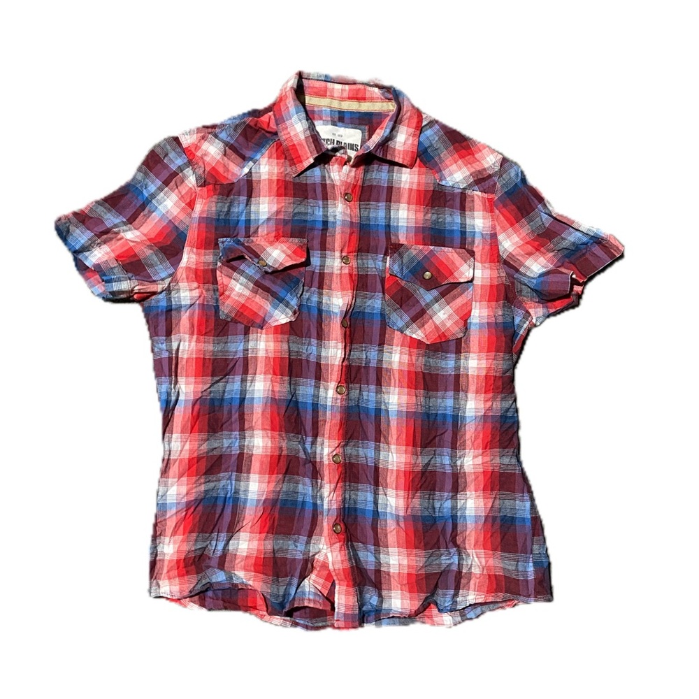 Ditch Plains Button Down, Size Medium Men, Red, Blue